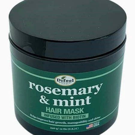 Difeel Rosemary & Mint Hair Mask Infused with Biotin 340 g/12 oz – Deep Hydration & Strength