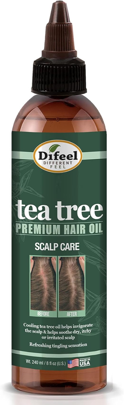 Difeel Scalp Care Tea Tree Premium Natural Hair Oil 237 ml  – Cooling Relief & Healthy Scalp Support
