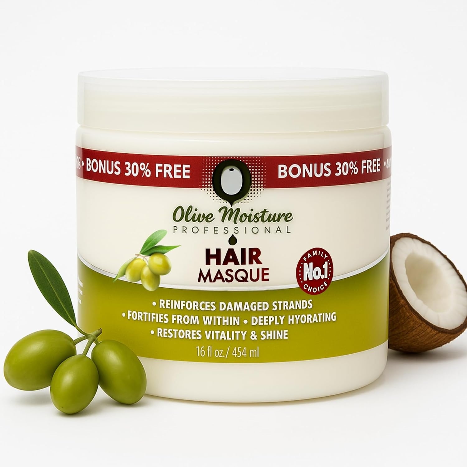 Olive Moisture Professional Hair Masque for Damaged Hair 454ml – Deep Conditioning & Shine Restore