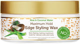 African Pride Moisture Miracle Maximum Hold Edge & Hair Styling Wax, Enriched with Aloe & Coconut, Controls Edges while Nourishing & Protecting