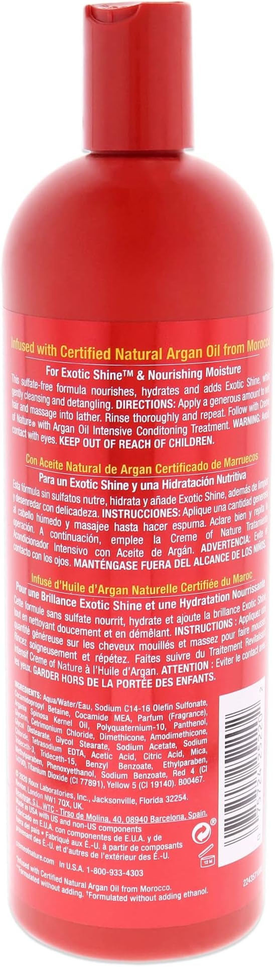 Creme of Nature Argan Oil Sulfate-Free Shampoo 591 ml – Moisture & Family Size Shine
