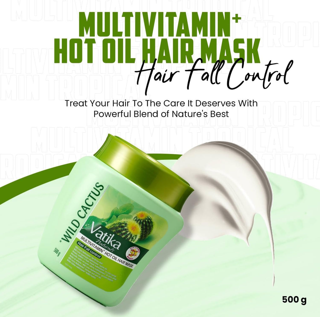 Vatika Naturals Wild Cactus Multivitamin Hot Oil Hair Mask 500g – Hair Fall Control Treatment