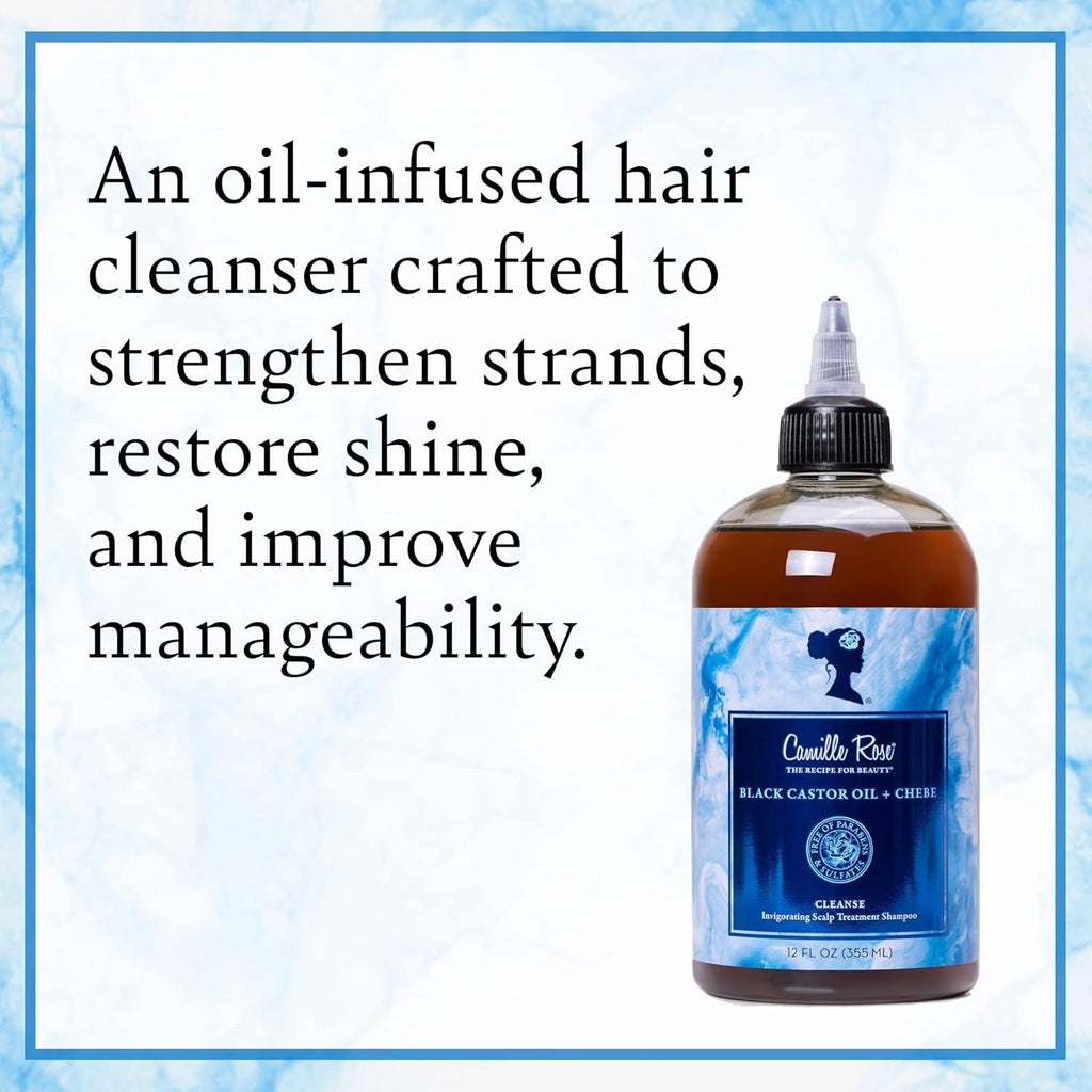 Camille Rose Black Castor Oil + Chebe Shampoo 355 ml – Scalp Treatment & Strengthening Cleanse