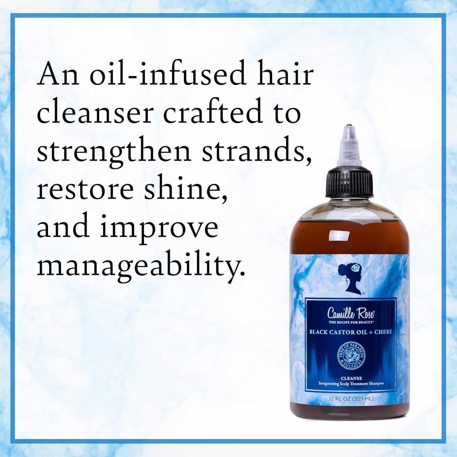 Camille Rose Black Castor Oil + Chebe Shampoo 355 ml – Scalp Treatment & Strengthening Cleanse