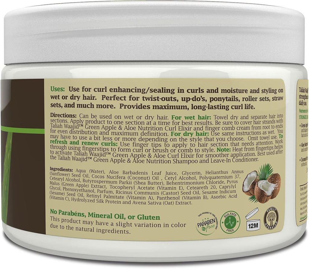 Taliah Waajid Green Apple & Aloe with Coconut Curl Elixir 355 ml – Long-Lasting Curl Definition & Instant Moisture