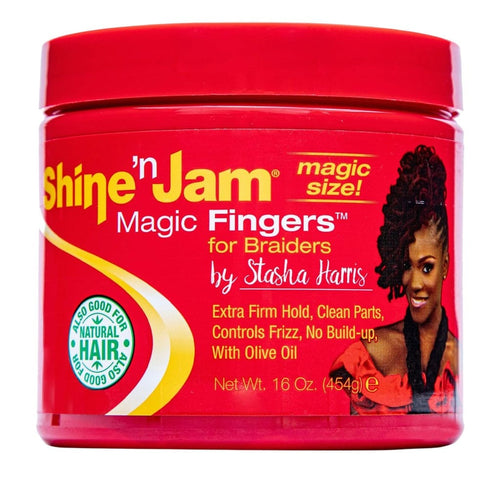 Ampro Shine ’n Jam Magic Fingers Extra Firm Hold 113 / 227 / 454 g – Braiders & Edge Control Gel
