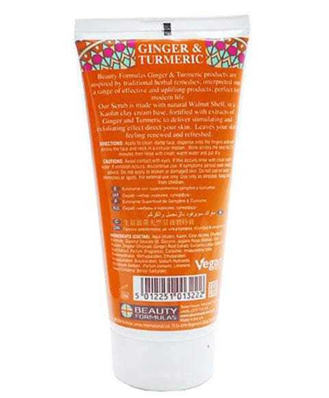 Beauty Formulas Ginger & Turmeric Superfood Facial Scrub 150 ml – Herbal Revitalizing Exfoliator