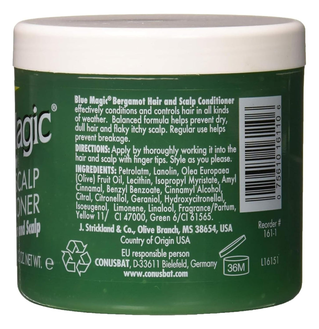 Blue Magic Bergamot Hair & Scalp Conditioner 340 g – Anti-Breakage Moisturising Care for Healthy Hair & Scalp