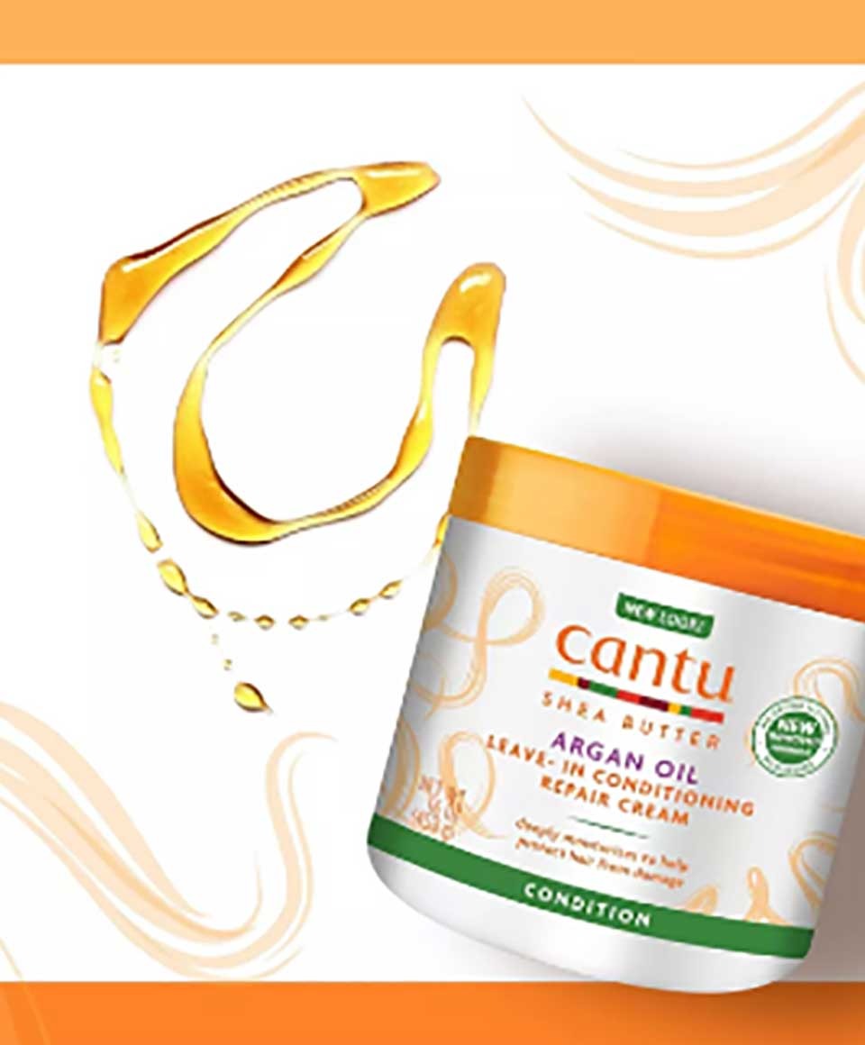 Cantu Shea Butter Argan Oil Leave-In Conditioning Repair Cream 453g – Strength & Moisture for Healthy Hair