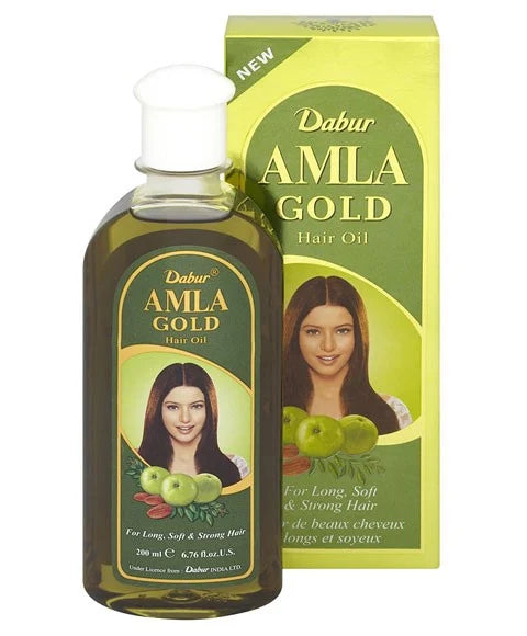 Dabur Amla Gold Hair Oil 200 ml – Almond & Henna Enriched Oil for Strong, Long & Shiny Hair