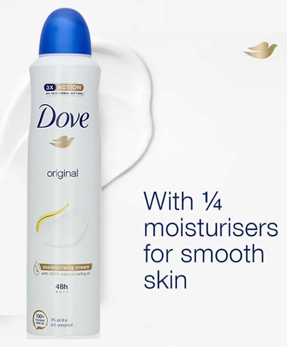 Dove Original Anti-Perspirant Spray 250 ml – Moisturising Cream 48H Care