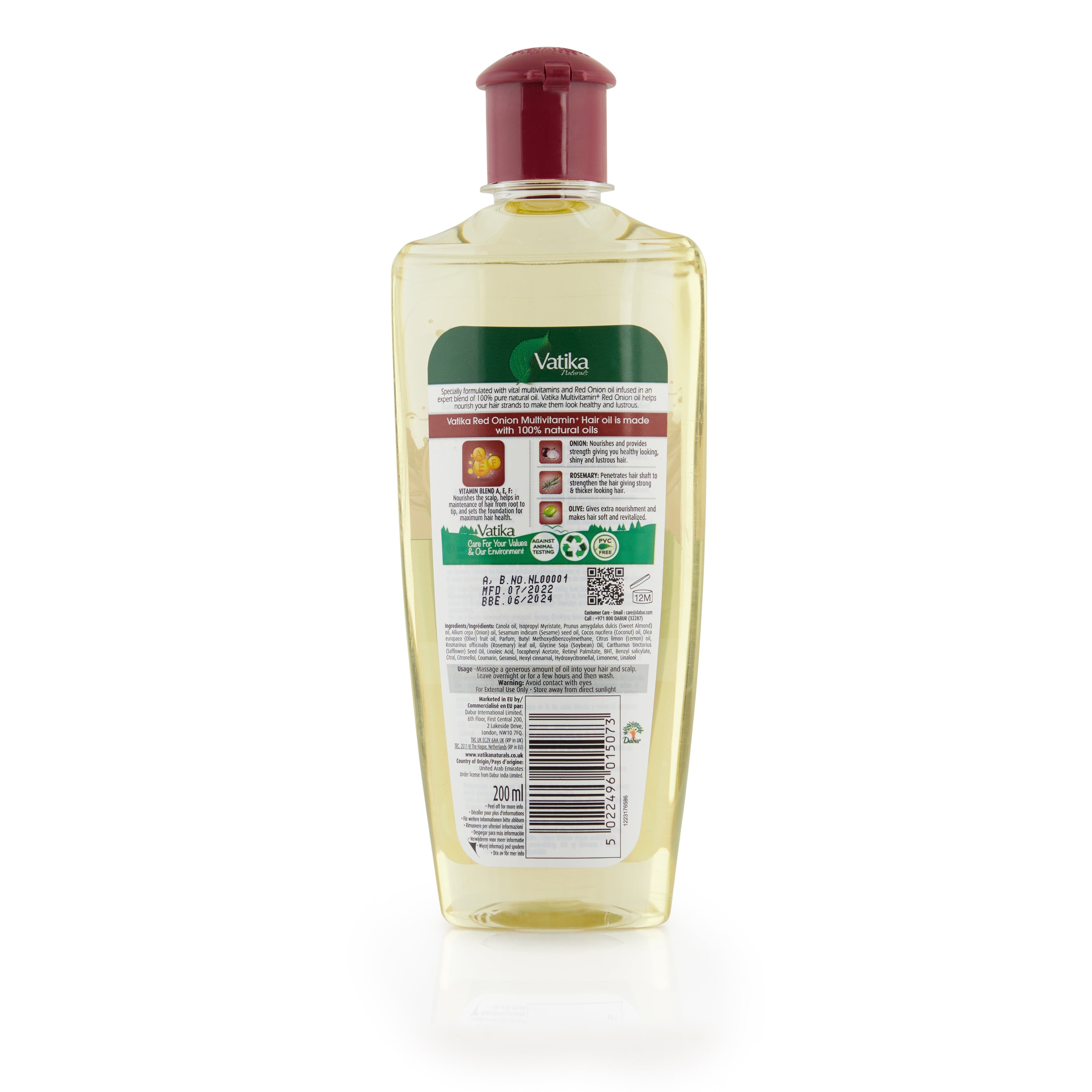 Vatika Naturals Red Onion Multivitamin Hair Oil 200ml – Hair Fall Control & Growth Care Oil