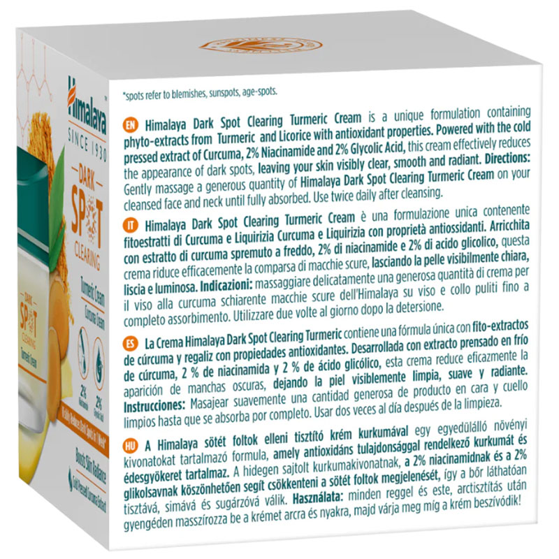 Himalaya Herbals Dark Spot Clearing Turmeric Cream 50 g – Brightening & Spot Reduction Care