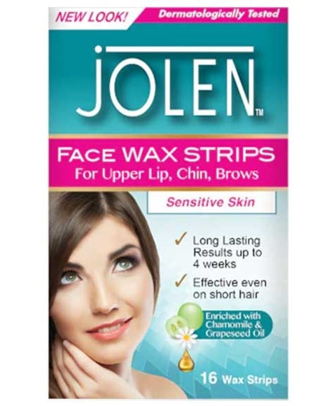 Jolen Facial Wax Strips 16 pcs – Sensitive Skin Hair Removal