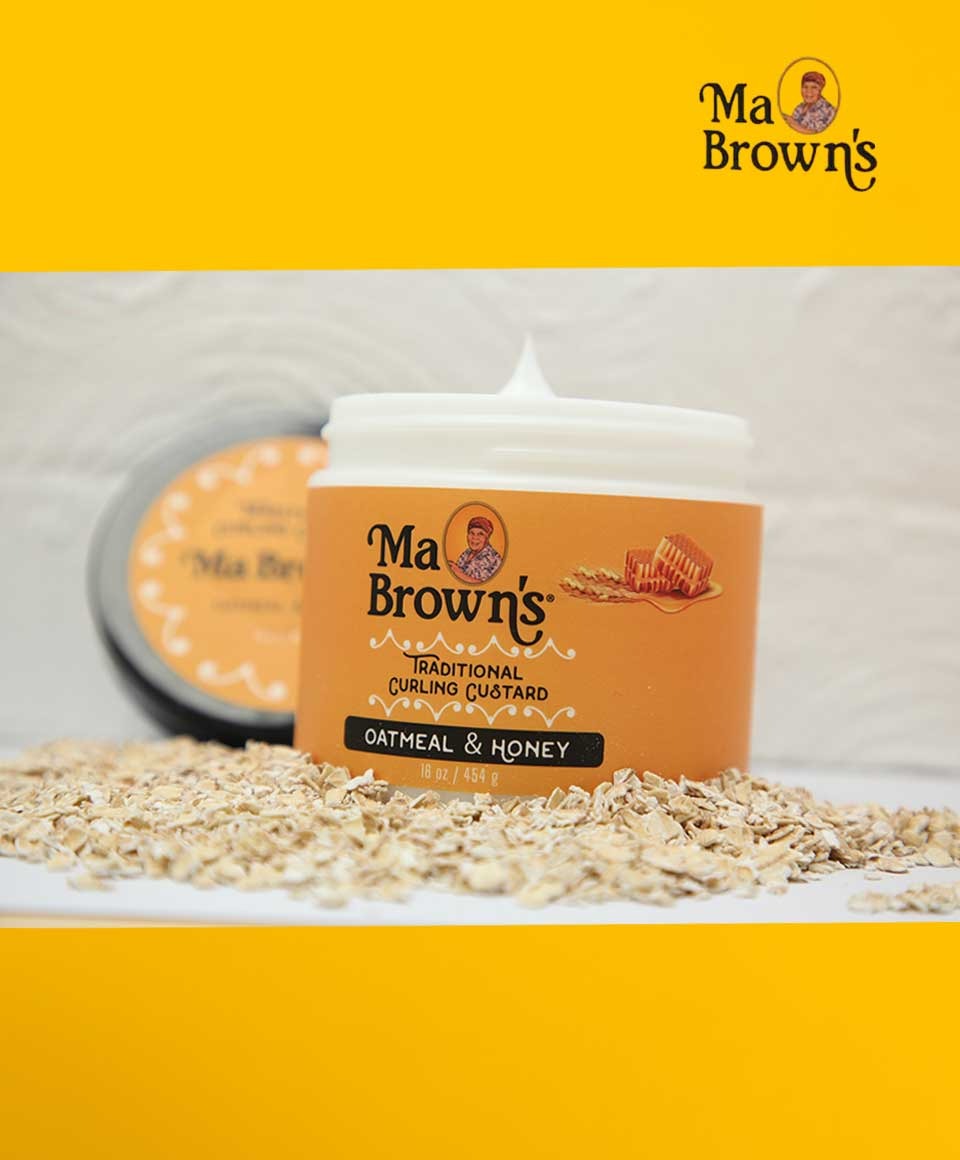 Ma Brown’s Traditional Curling Custard with Oatmeal & Honey 454 g – Curl Definition & Hold Custard