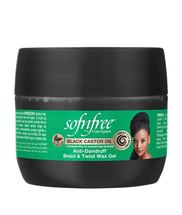 Sof N Free Black Castor Oil Anti-Dandruff Braid & Twist Gel 125 ml – Moisture & Scalp Care