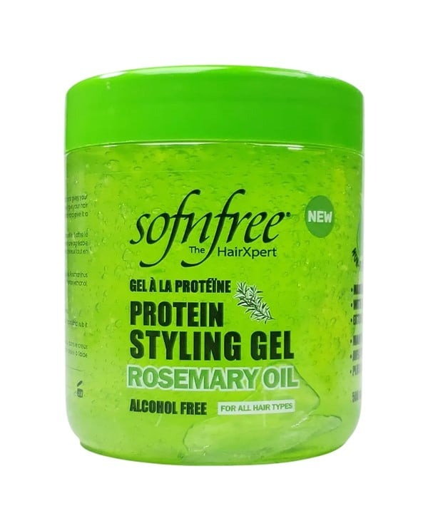 Sof N Free Hair Xpert Rosemary Oil Protein Styling Gel 500 ml – Alcohol-Free Strong Hold
