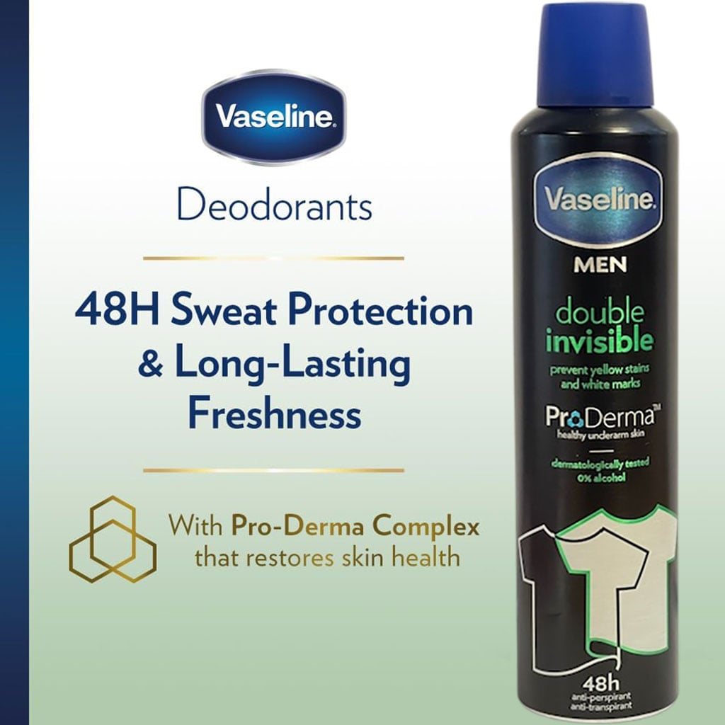 Vaseline Men Double Invisible ProDerma 48H Anti-Perspirant Spray 250 ml – No Marks Protection