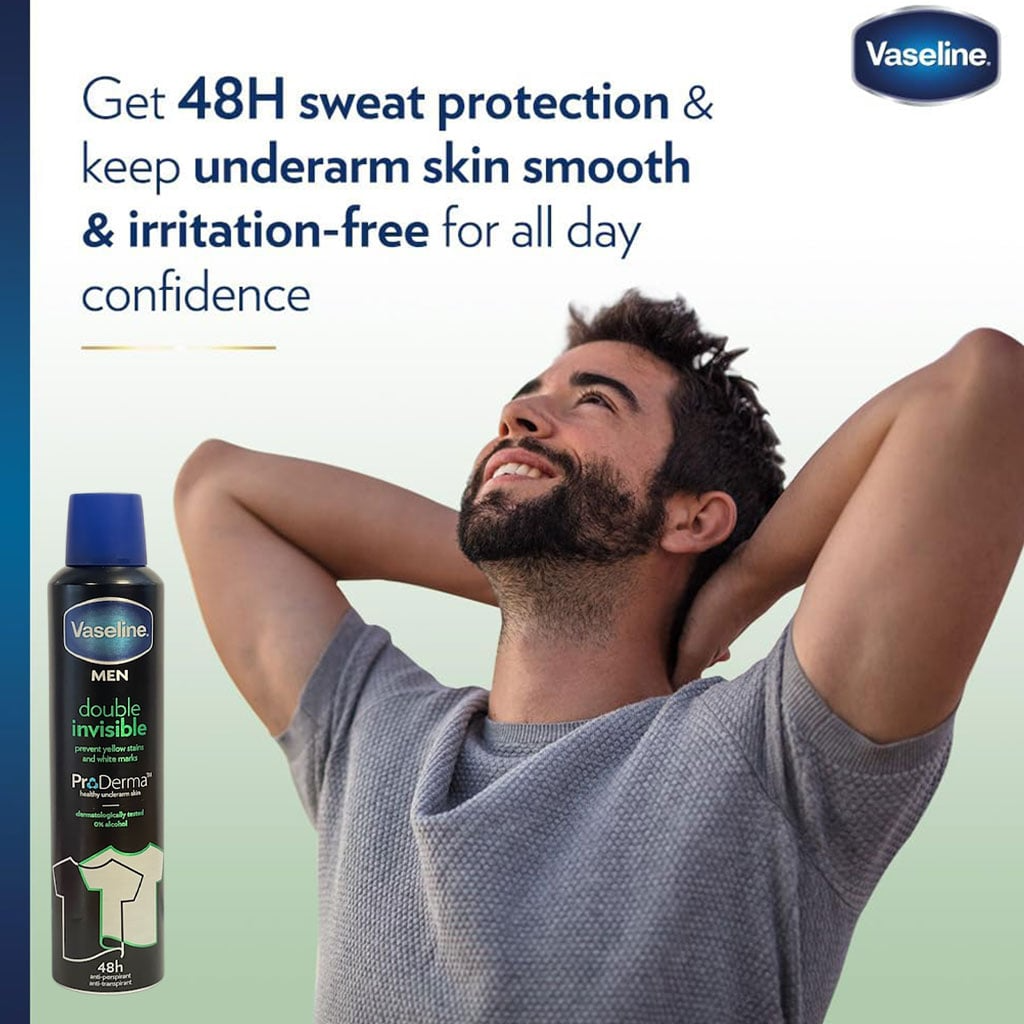 Vaseline Men Double Invisible ProDerma 48H Anti-Perspirant Spray 250 ml – No Marks Protection