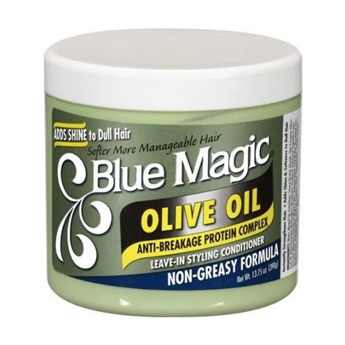 Blue Magic Olive Oil Leave-In Styling Hair Conditioner 390g – Anti-Breakage, Non-Greasy Care for Soft, Shiny Hair