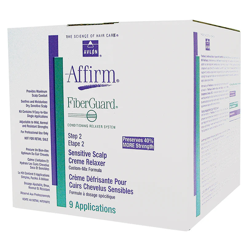 Avlon Affirm FiberGuard Sensitive Scalp Crème Relaxer Kit (Full Kit – 9 Applications)