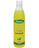 Yellow bottle with white cap labeled 'Lemon Glycerin' on a white background
