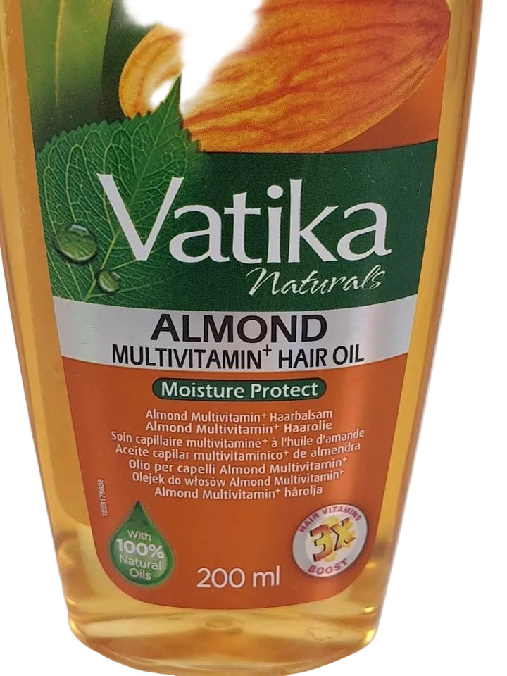 Vatika Naturals Almond Multivitamin Hair Oil 200ml – Moisture Protect Nourishing Hair Oil